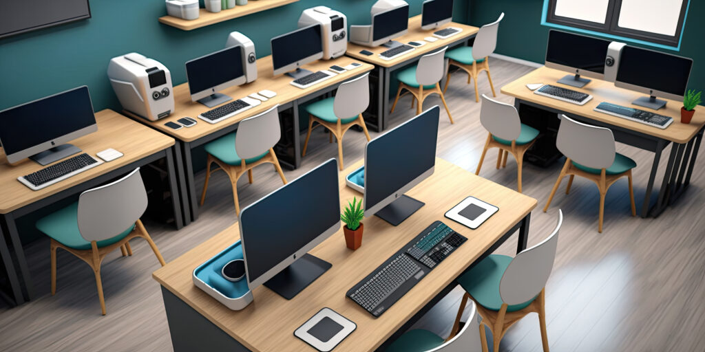 Conceptual digital classroom for online education. Generative AI