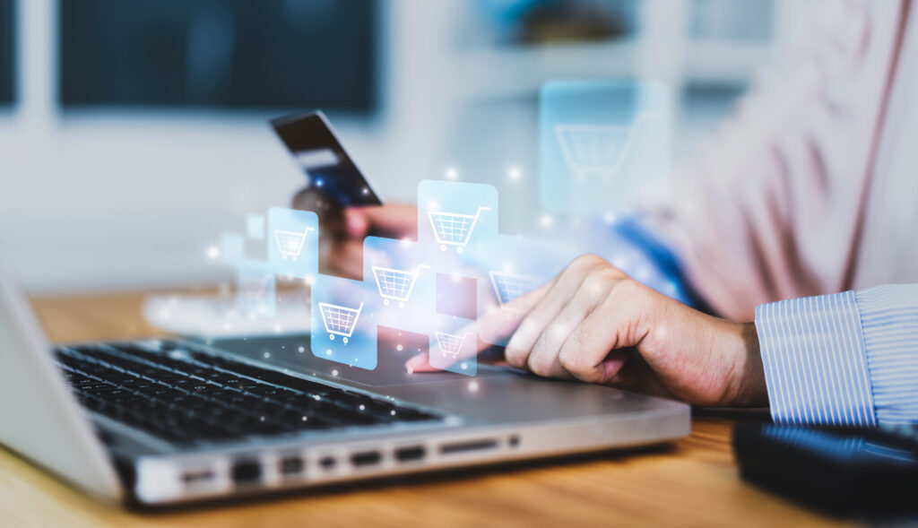 Woman using Credit card filling in billing information in computer laptop purchasing products on ecommerce store online payment shopping, selective focus, accessible internet money transaction